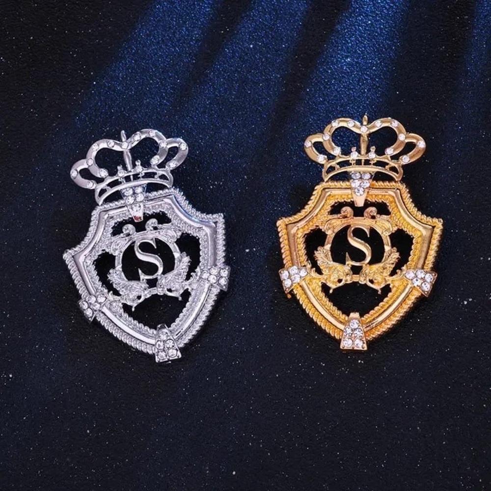 S Inscribed Crown Brooch